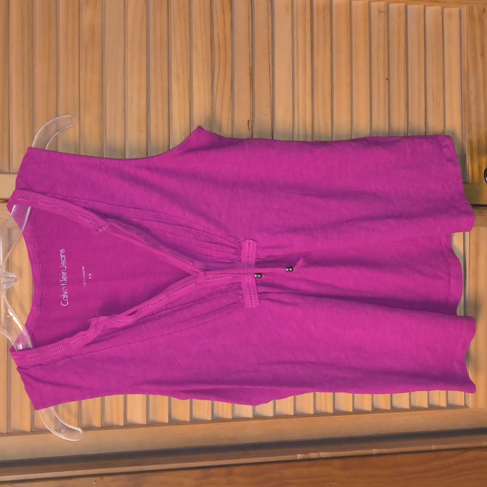 Calvin Klein Jeans Brand Hot Pink Sleeveless Tank with Tie-NWOT